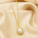 Double Moon Dual sided Gemstone Pendant Necklaces - La Vitá Jewels