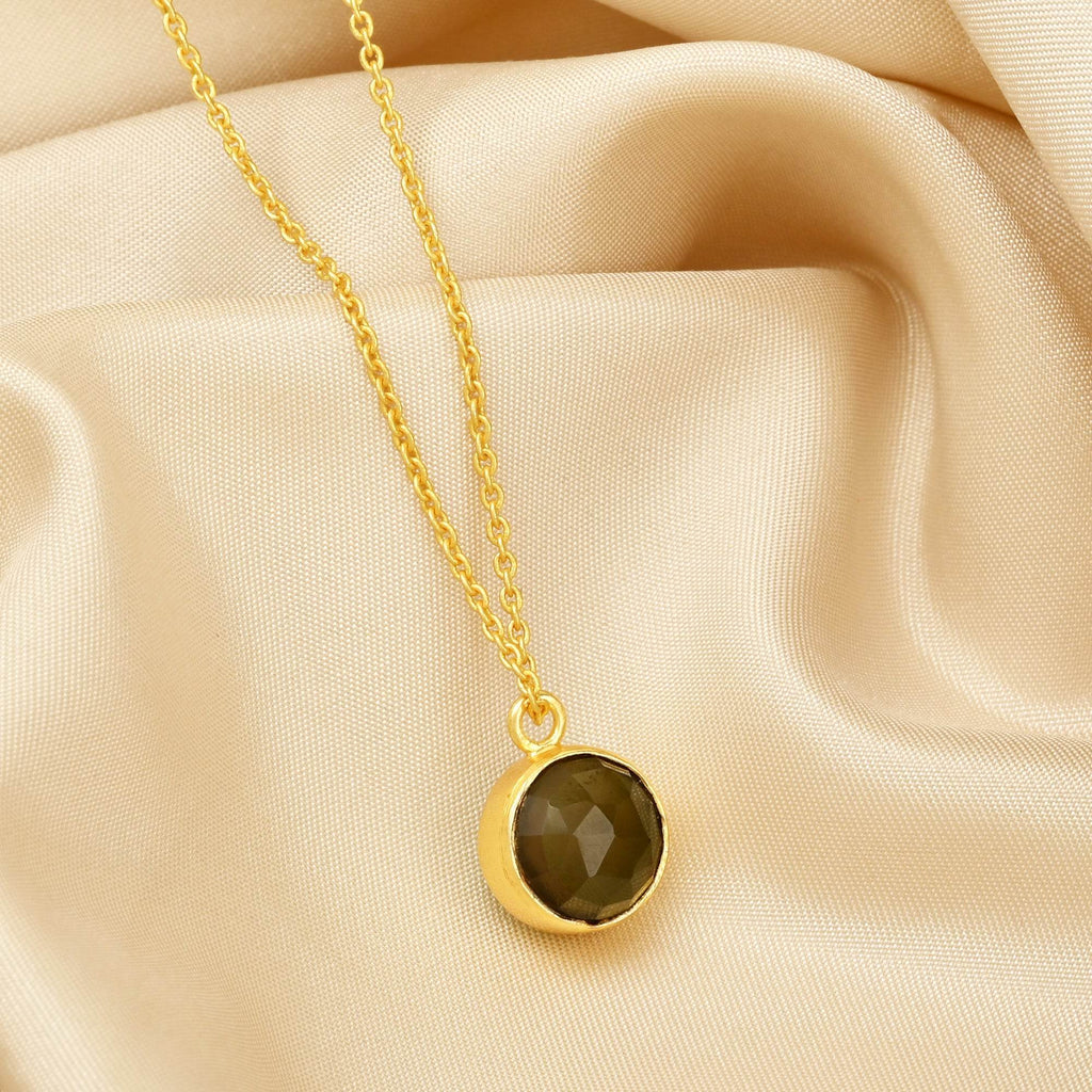 Double Moon Dual sided Gemstone Pendant Necklaces - La Vitá Jewels
