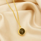 Double Moon Dual sided Gemstone Pendant Necklaces - La Vitá Jewels