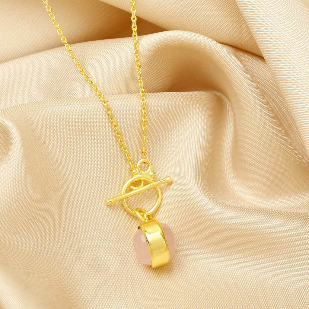 Double Moon Dual sided Gemstone Pendant Necklaces - La Vitá Jewels