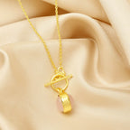 Double Moon Dual sided Gemstone Pendant Necklaces - La Vitá Jewels