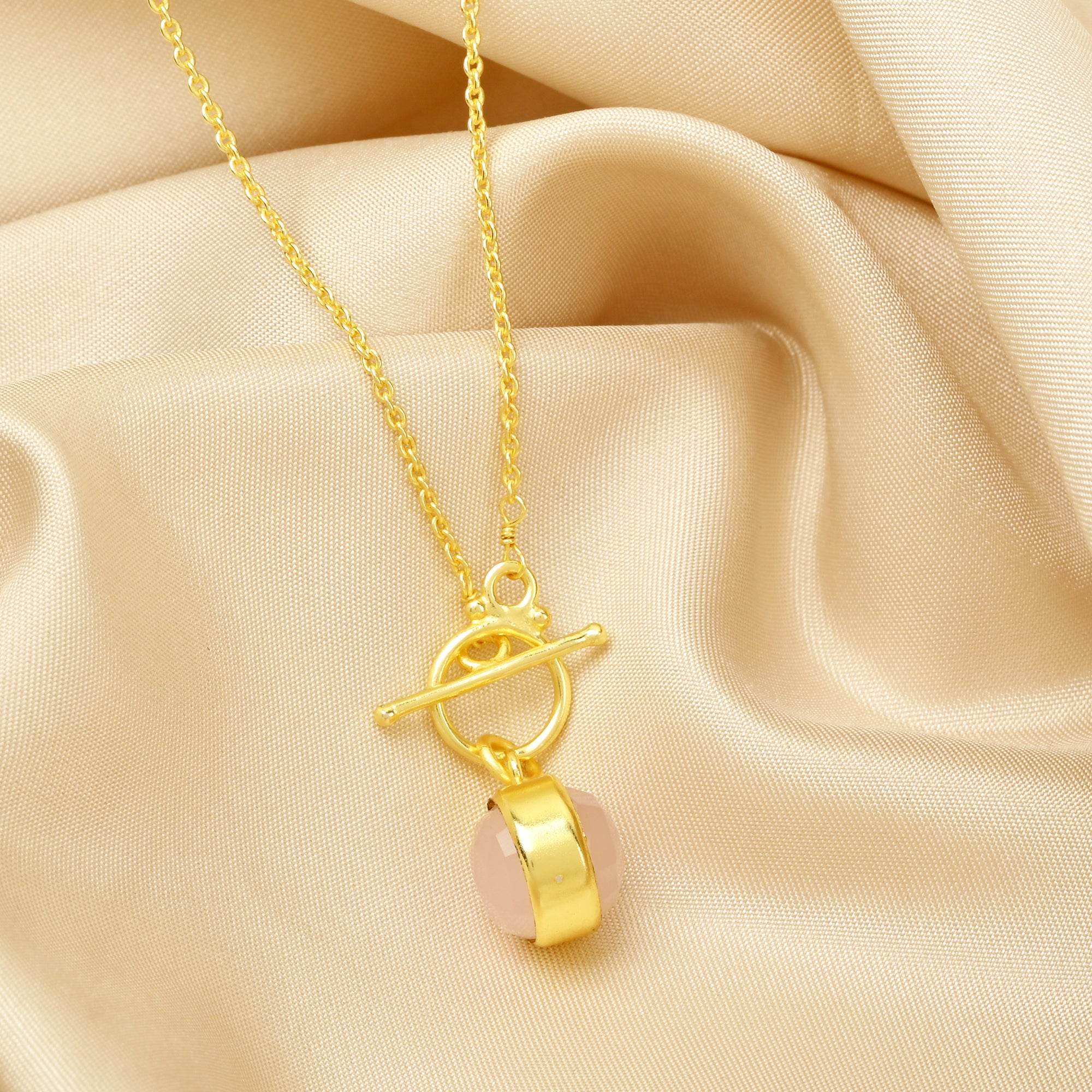 Double Moon Dual sided Gemstone Pendant Necklaces - La Vitá Jewels