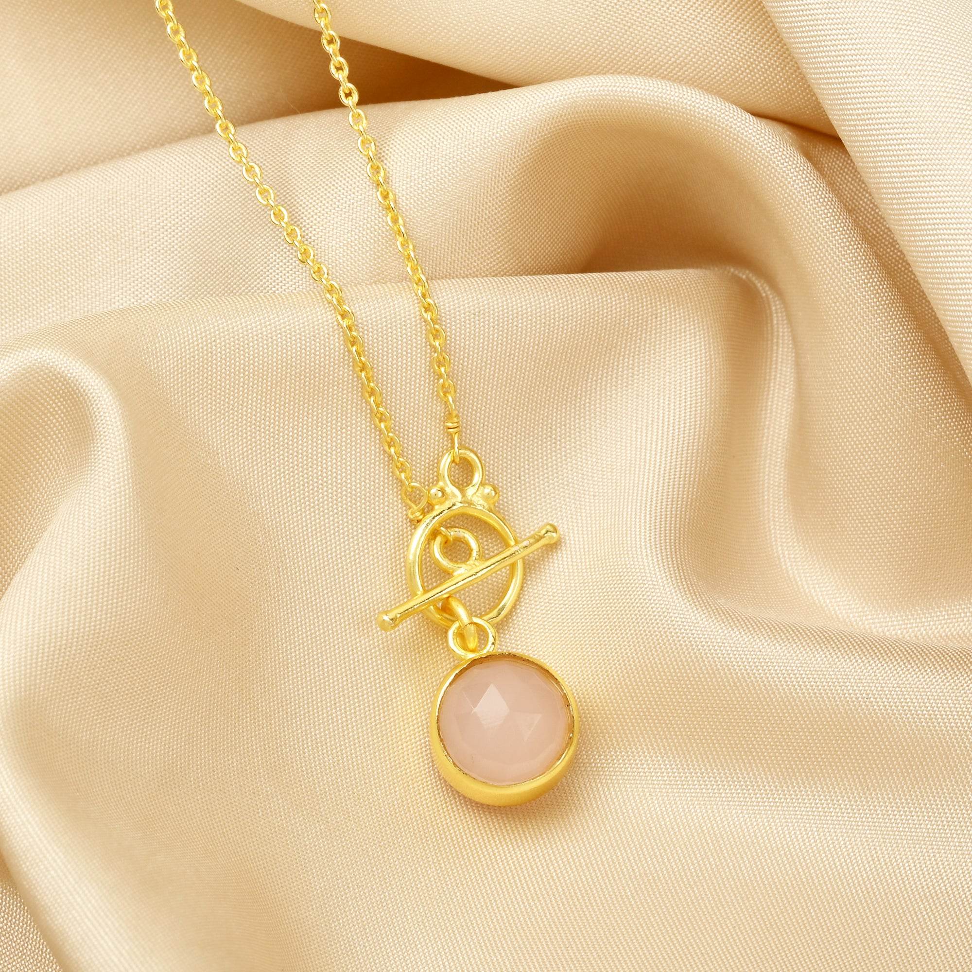 Double Moon Dual sided Gemstone Pendant Necklaces - La Vitá Jewels