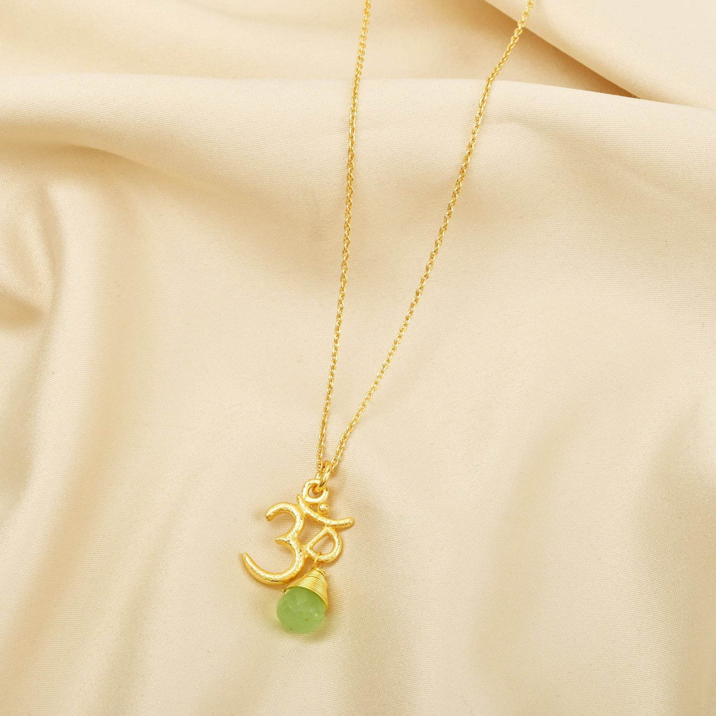 Carnelian, Moonstone with Reflected Bliss Om Necklace - La Vitá Jewels