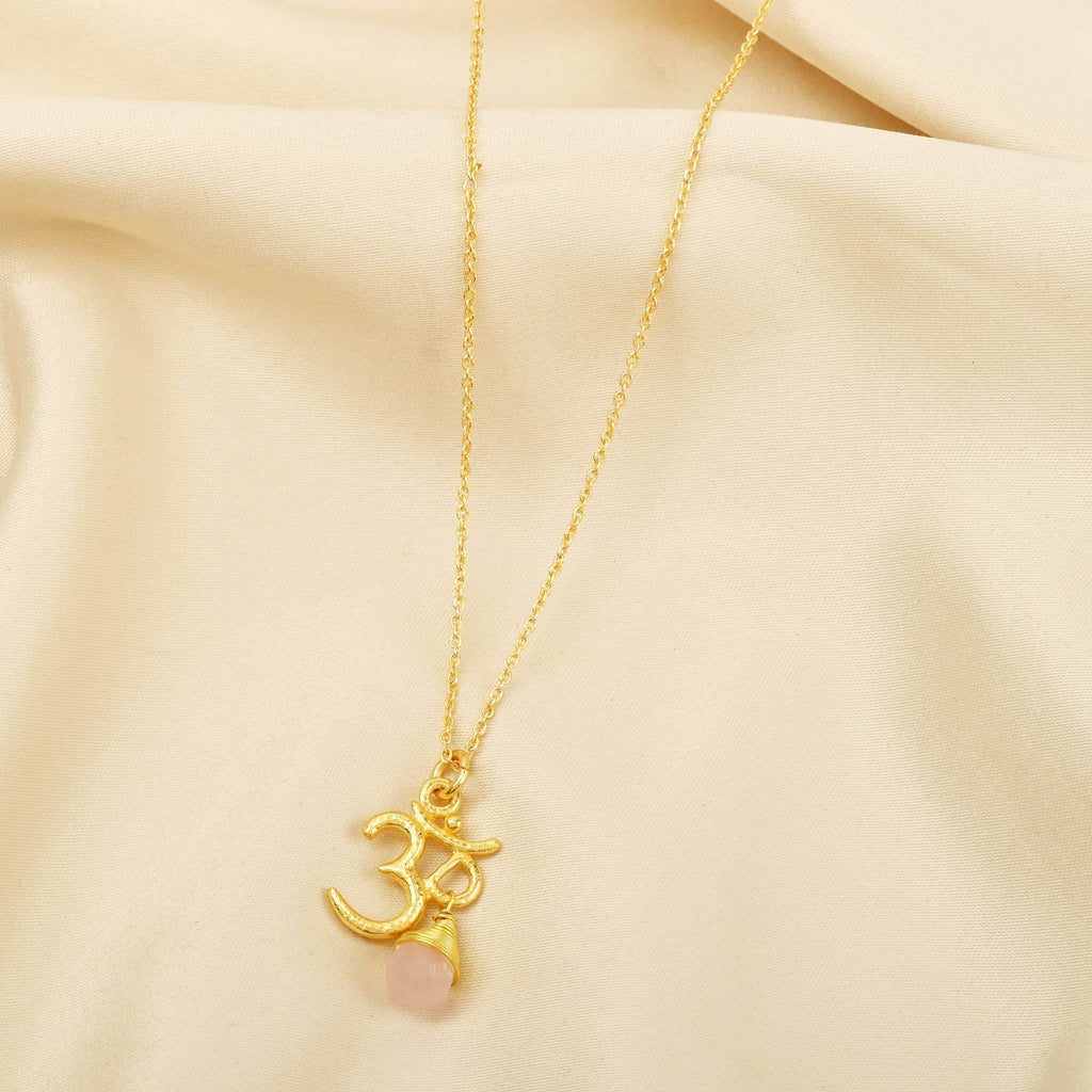 Carnelian, Moonstone with Reflected Bliss Om Necklace - La Vitá Jewels