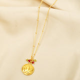 Lotus with Ruby and Peridot Beads Necklaces