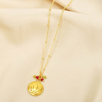 Charming Lotus with Ruby and Peridot Beads Necklaces - La Vitá Jewels
