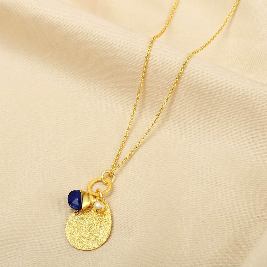 Lola Lapiz and Pearl with Texture Necklaces - La Vitá Jewels