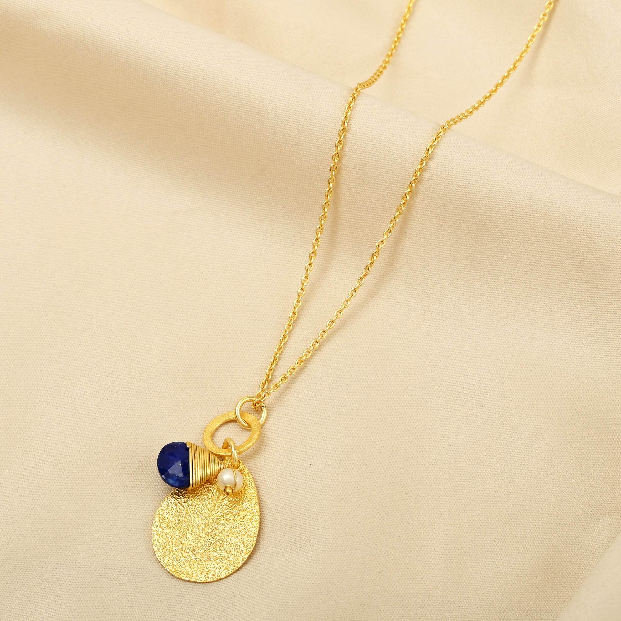 Lola Lapiz and Pearl with Texture Necklaces - La Vitá Jewels