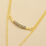 Labradorite Gemstone Hamsa, Round Disc Necklaces