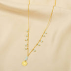 Round Disc with Jolly Aqua Chalcy Necklace - La Vitá Jewels