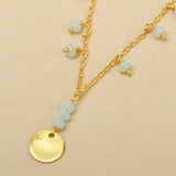 Round Disc with Aqua Chalcedony Beads Necklaces
