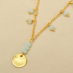 Round Disc with Jolly Aqua Chalcy Necklace - La Vitá Jewels