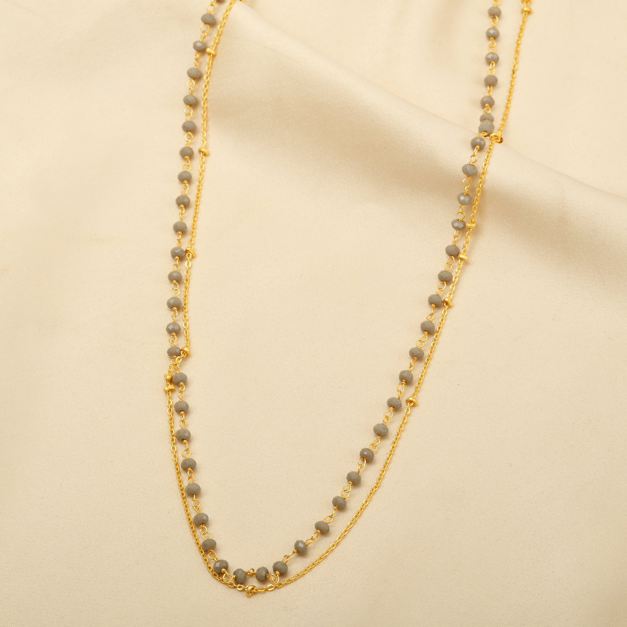 Layered Grey Chalcedony Beads Necklaces