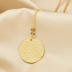 Polly Smoky Topaz gemstone with Round Disc Texture Lariat Necklace - La Vitá Jewels
