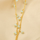 Round Disc with Aqua Chalcedony Beads Necklaces