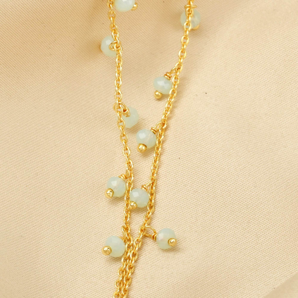 Round Disc with Jolly Aqua Chalcy Necklace - La Vitá Jewels