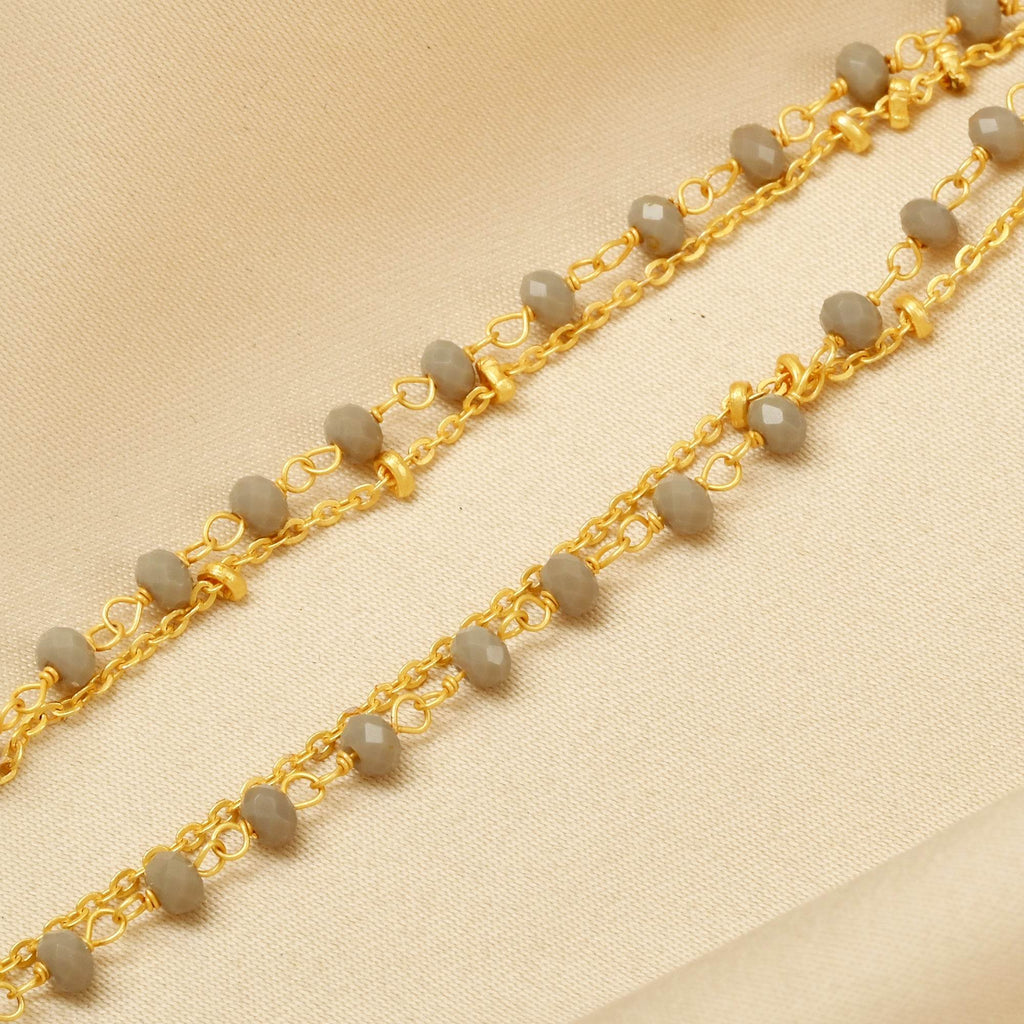 Layered Grey Chalcedony Beads Necklaces - La Vitá Jewels