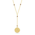 Polly Smoky Topaz gemstone with Round Disc Texture Lariat Necklace - La Vitá Jewels