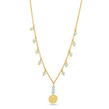 Round Disc with Aqua Chalcedony Beads Necklaces