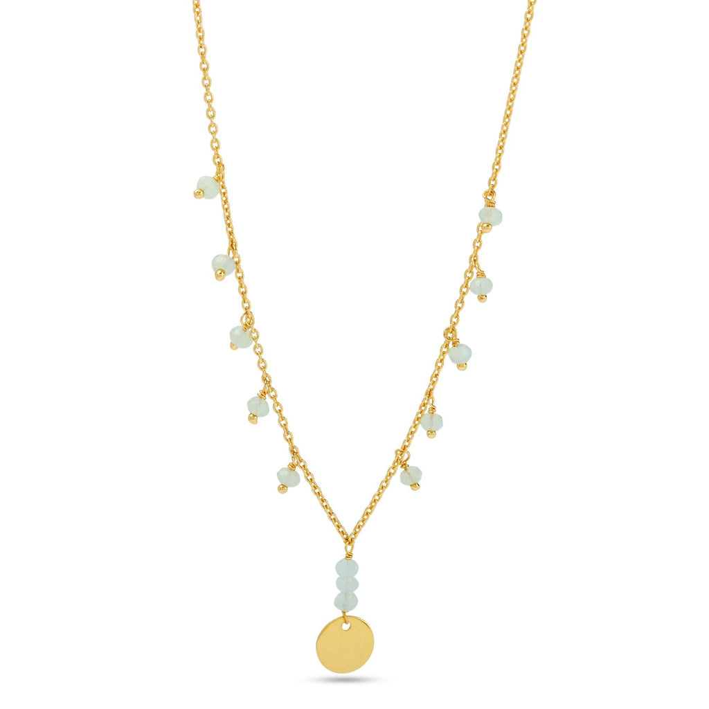 Round Disc with Jolly Aqua Chalcy Necklace - La Vitá Jewels