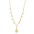 Round Disc with Jolly Aqua Chalcy Necklace - La Vitá Jewels