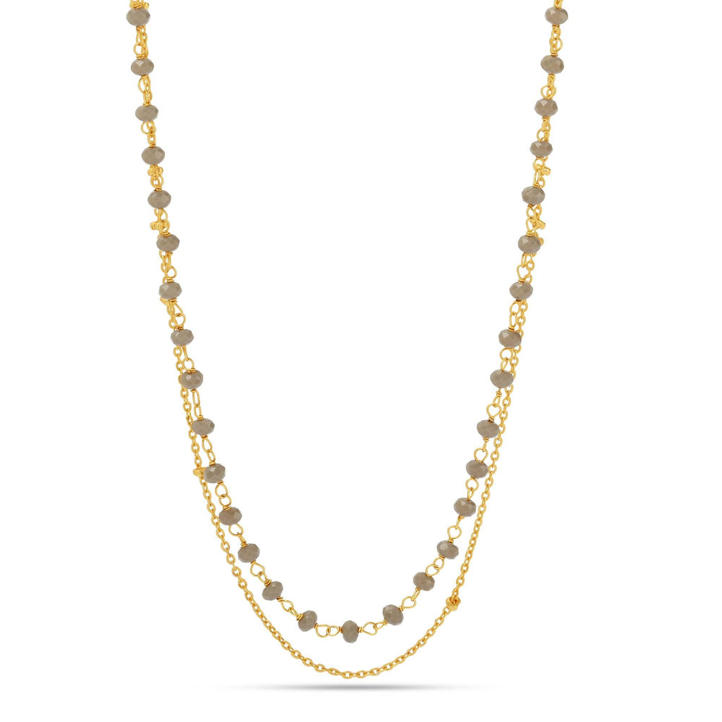 Layered Grey Chalcedony Beads Necklaces - La Vitá Jewels