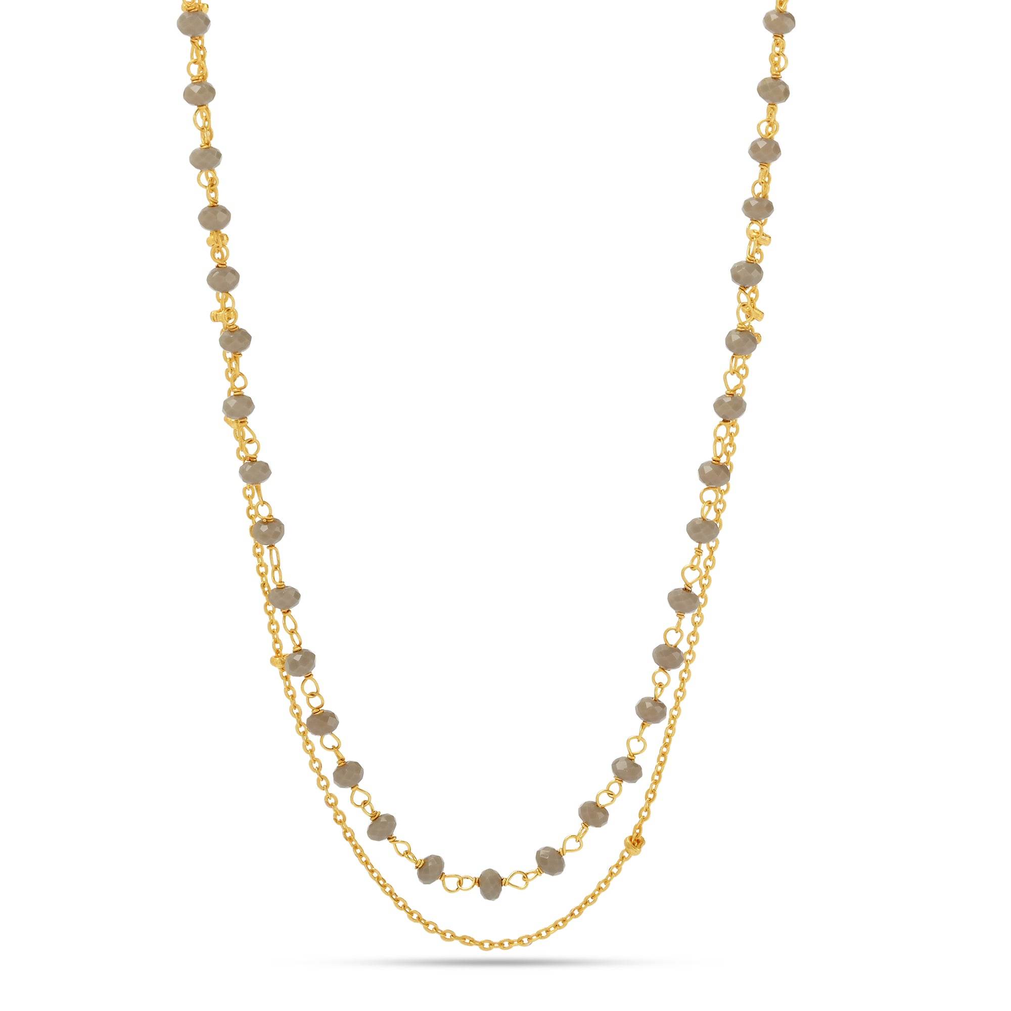 Layered Grey Chalcedony Beads Necklaces - La Vitá Jewels