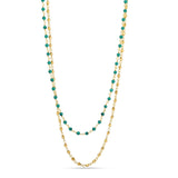 Turquoise Beads with Metal Beads Necklaces