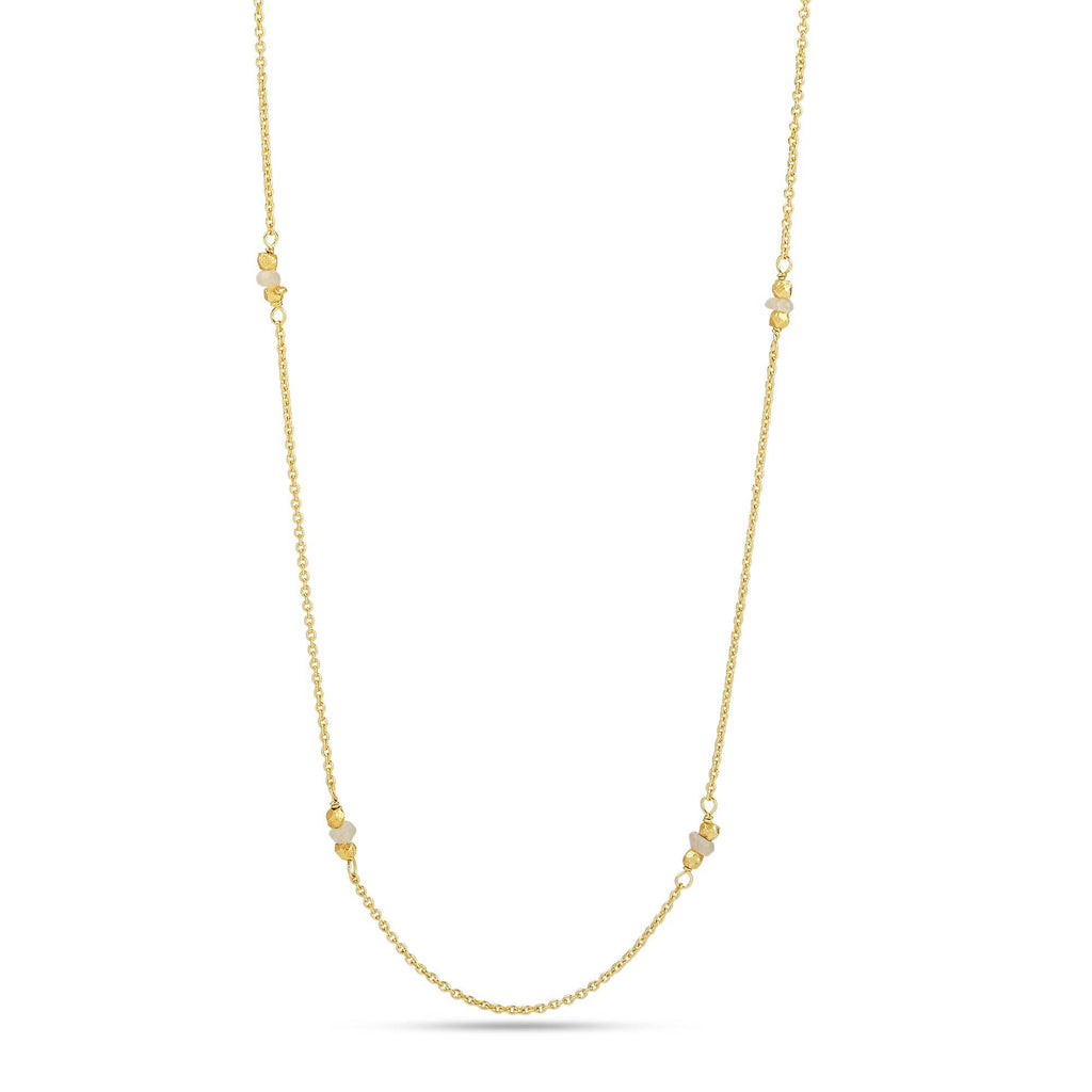 Rainbow Moonstone with Metal Beads Necklaces - La Vitá Jewels