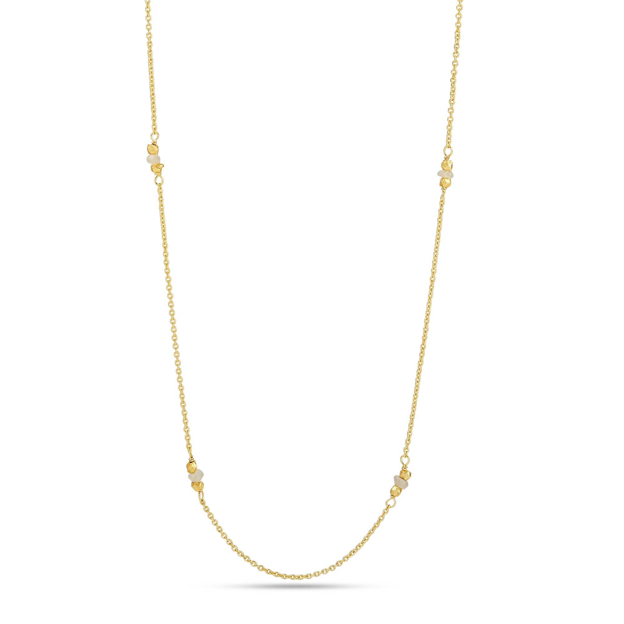 Rainbow Moonstone with Metal Beads Necklaces - La Vitá Jewels