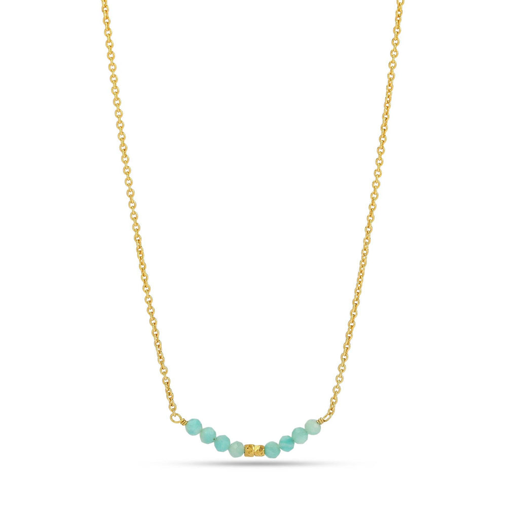 Amazonite and Labradorite Beads Bar Necklaces - La Vitá Jewels