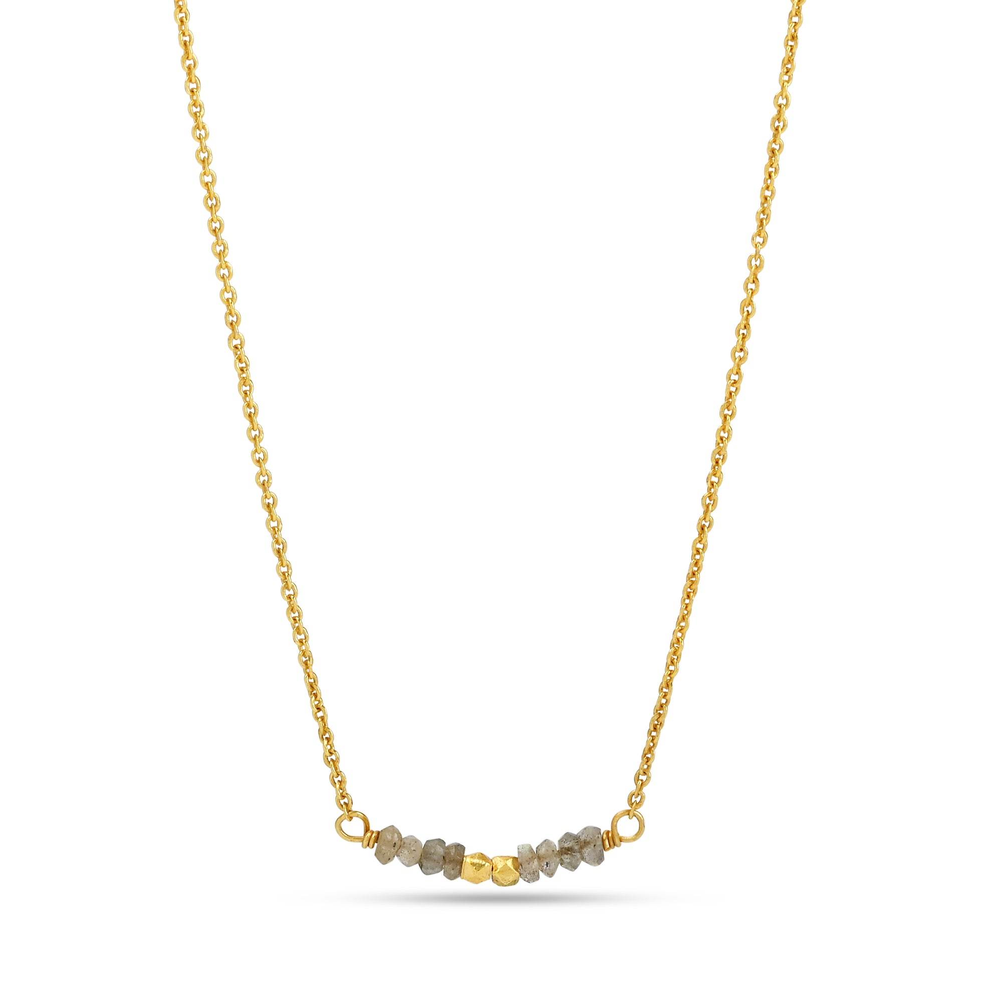 Amazonite and Labradorite Beads Bar Necklaces - La Vitá Jewels