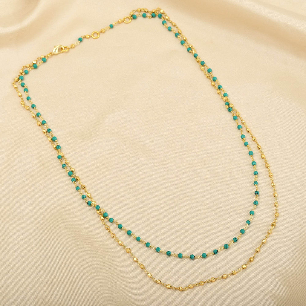 Turquoise Beads with Metal Beads Necklaces - La Vitá Jewels