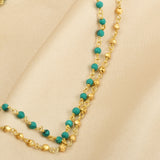 Turquoise Beads with Metal Beads Necklaces