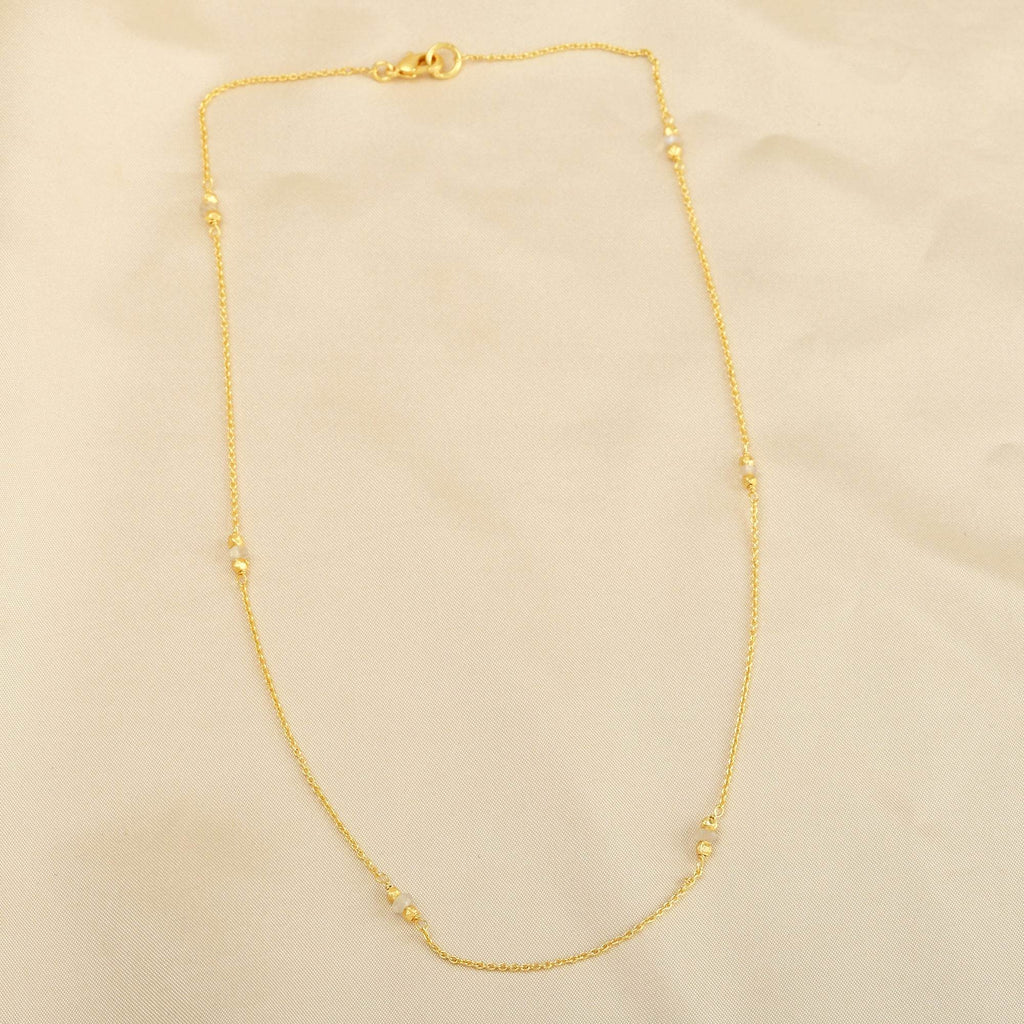 Rainbow Moonstone with Metal Beads Necklaces - La Vitá Jewels