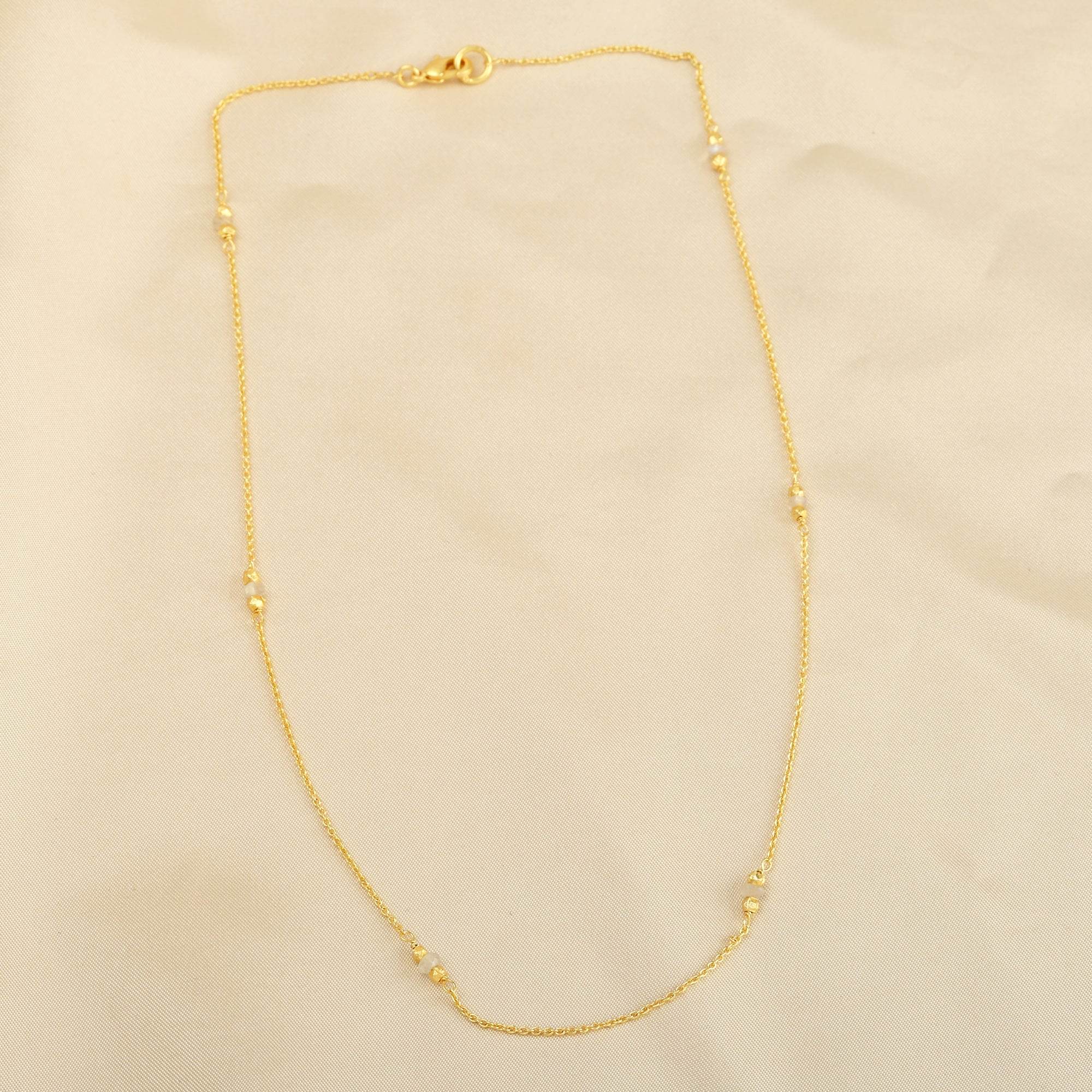Rainbow Moonstone with Metal Beads Necklaces - La Vitá Jewels