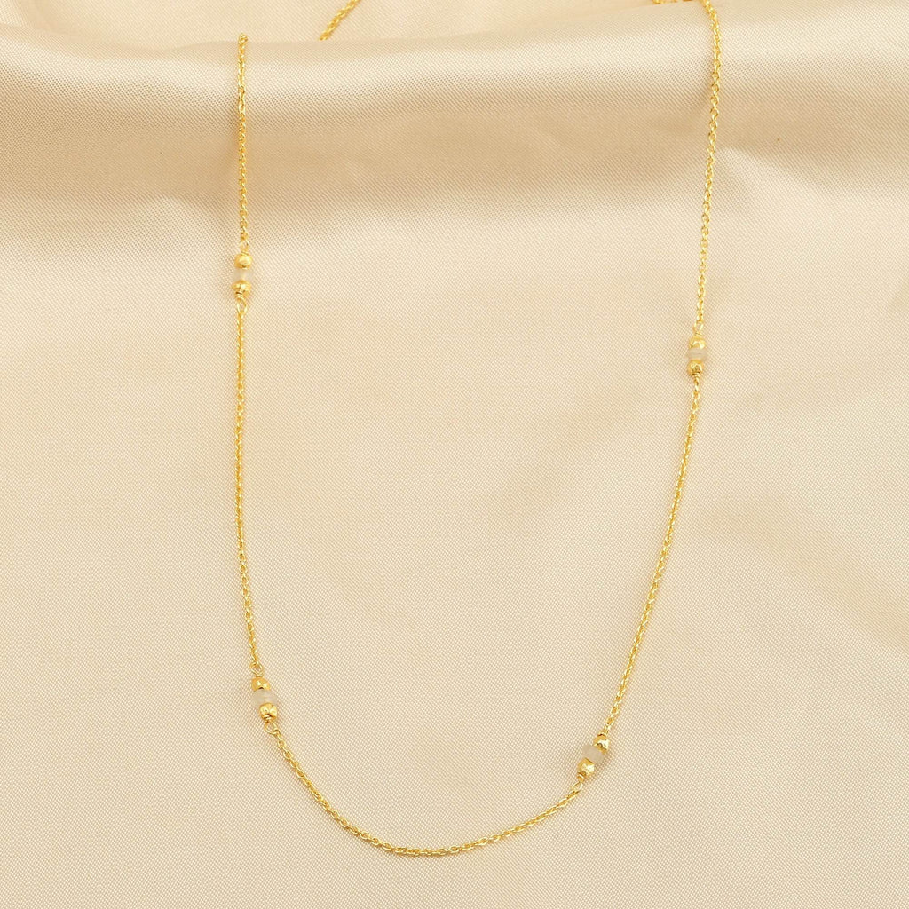 Rainbow Moonstone with Metal Beads Necklaces - La Vitá Jewels