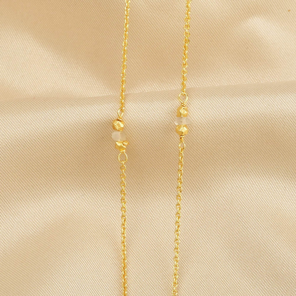 Rainbow Moonstone with Metal Beads Necklaces - La Vitá Jewels