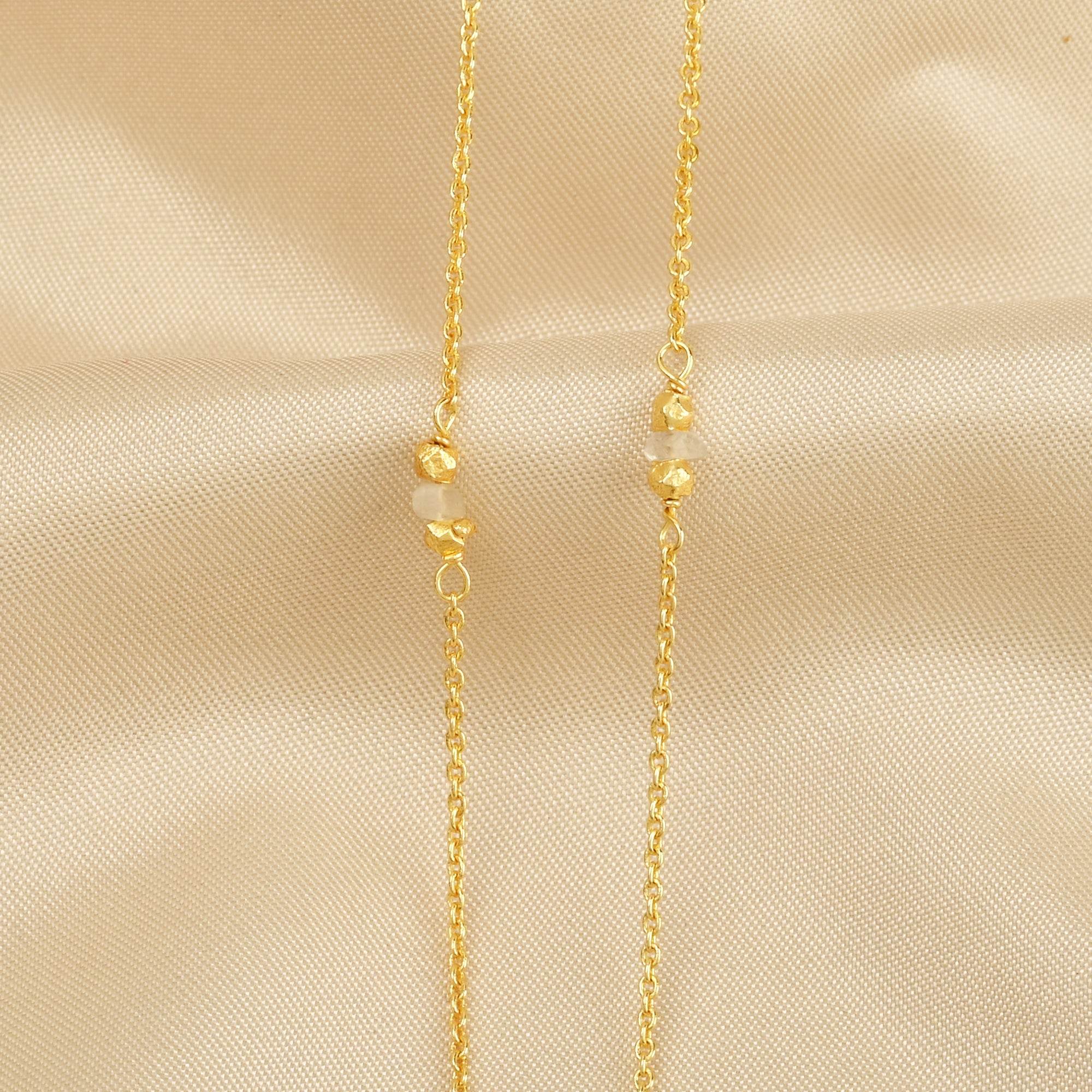 Rainbow Moonstone with Metal Beads Necklaces - La Vitá Jewels