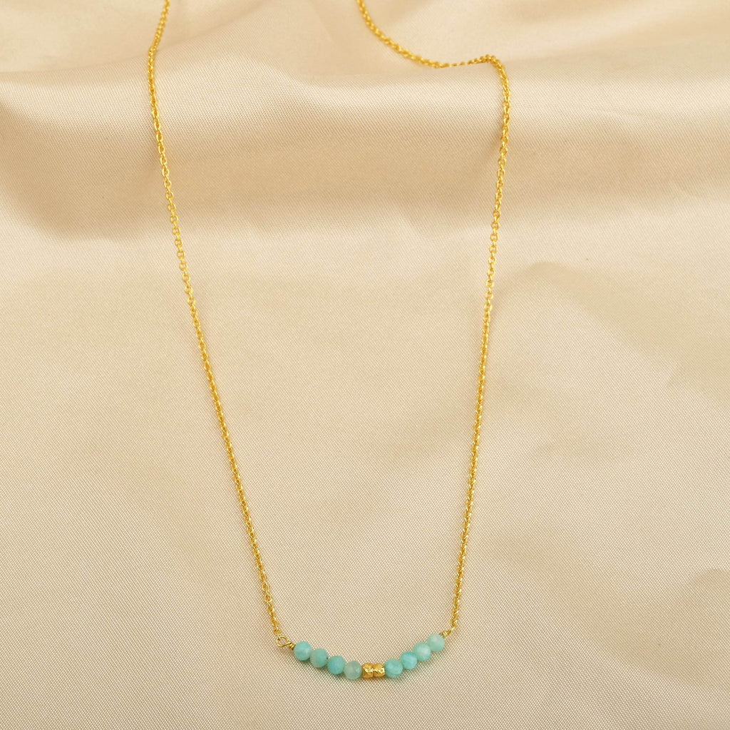 Amazonite and Labradorite Beads Bar Necklaces - La Vitá Jewels