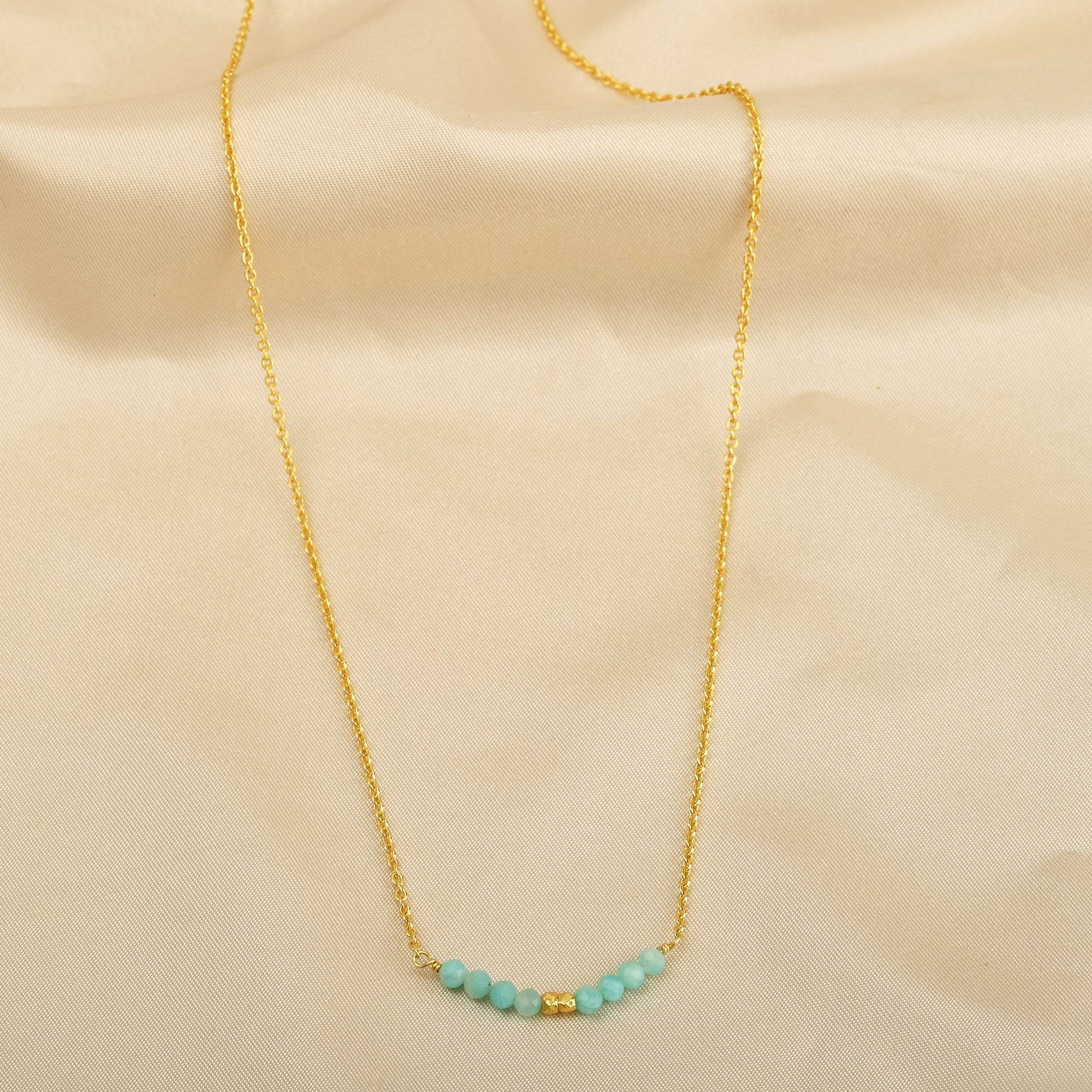 Amazonite and Labradorite Beads Bar Necklaces - La Vitá Jewels
