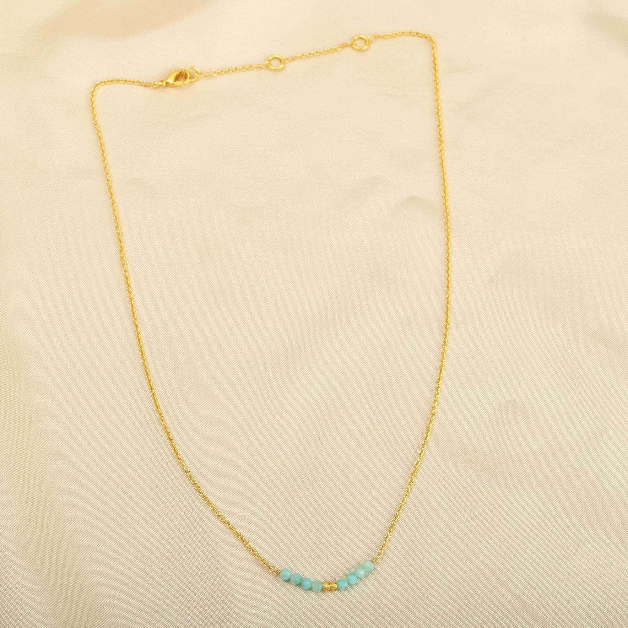 Amazonite and Labradorite Beads Bar Necklaces - La Vitá Jewels