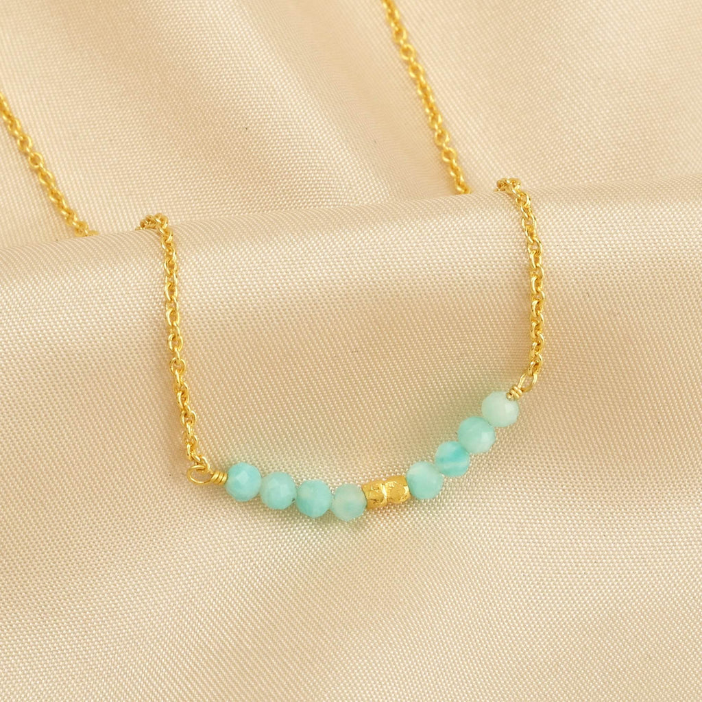 Amazonite and Labradorite Beads Bar Necklaces - La Vitá Jewels