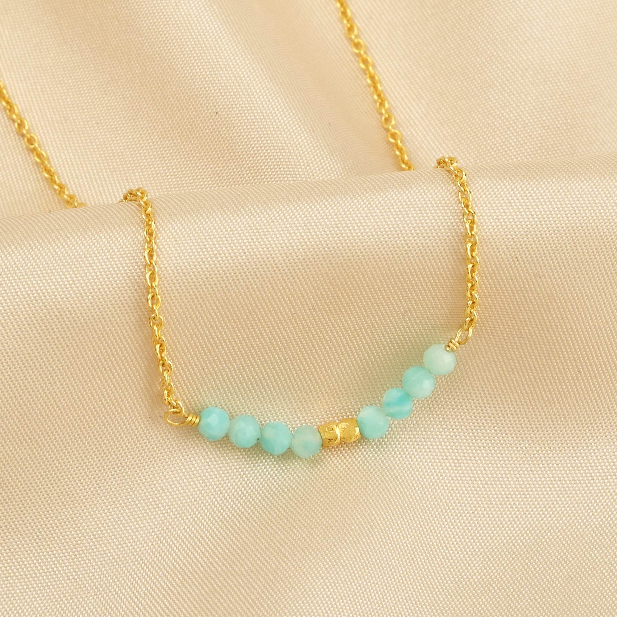 Amazonite and Labradorite Beads Bar Necklaces - La Vitá Jewels