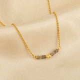 Amazonite and Labradorite Beads Bar Necklaces
