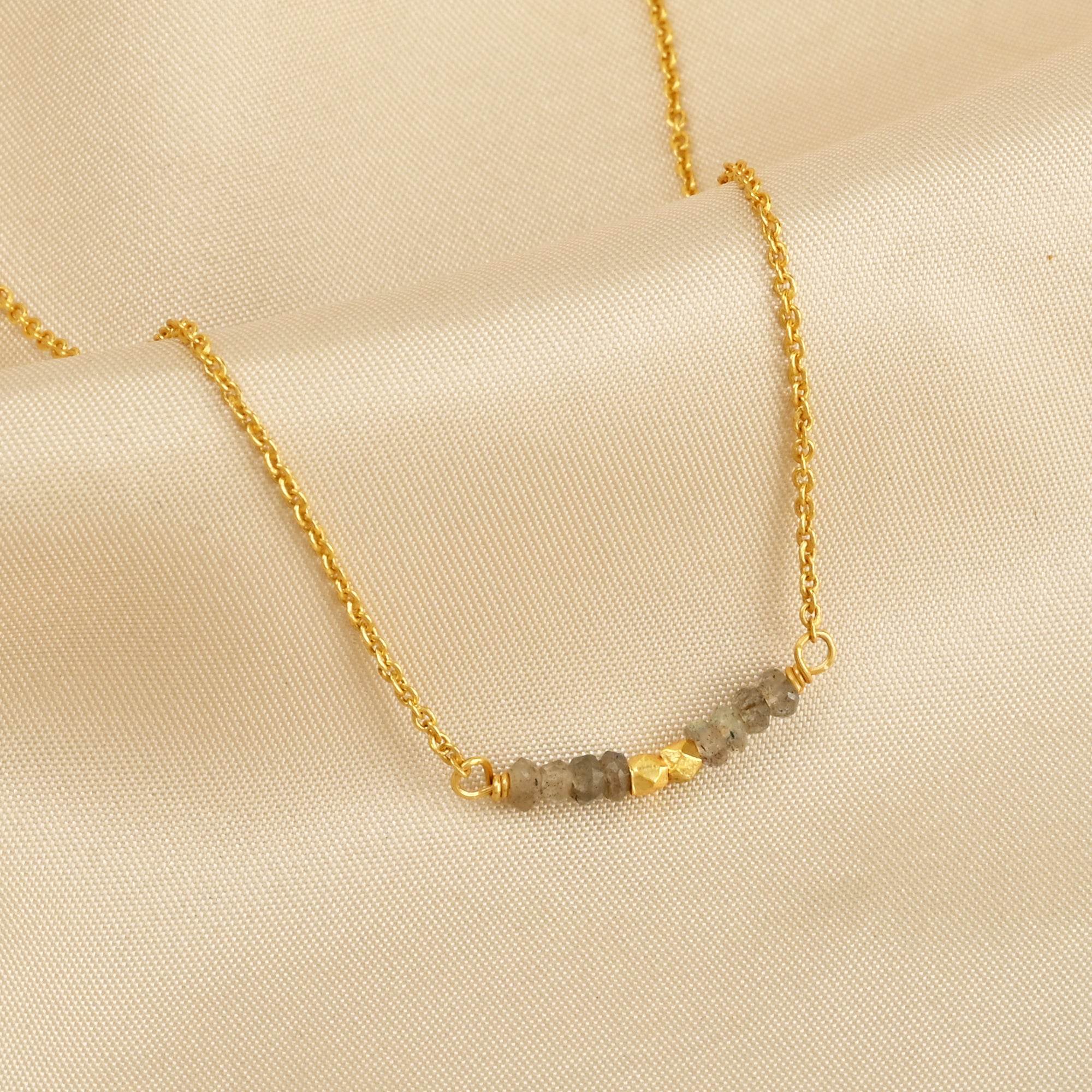 Amazonite and Labradorite Beads Bar Necklaces - La Vitá Jewels
