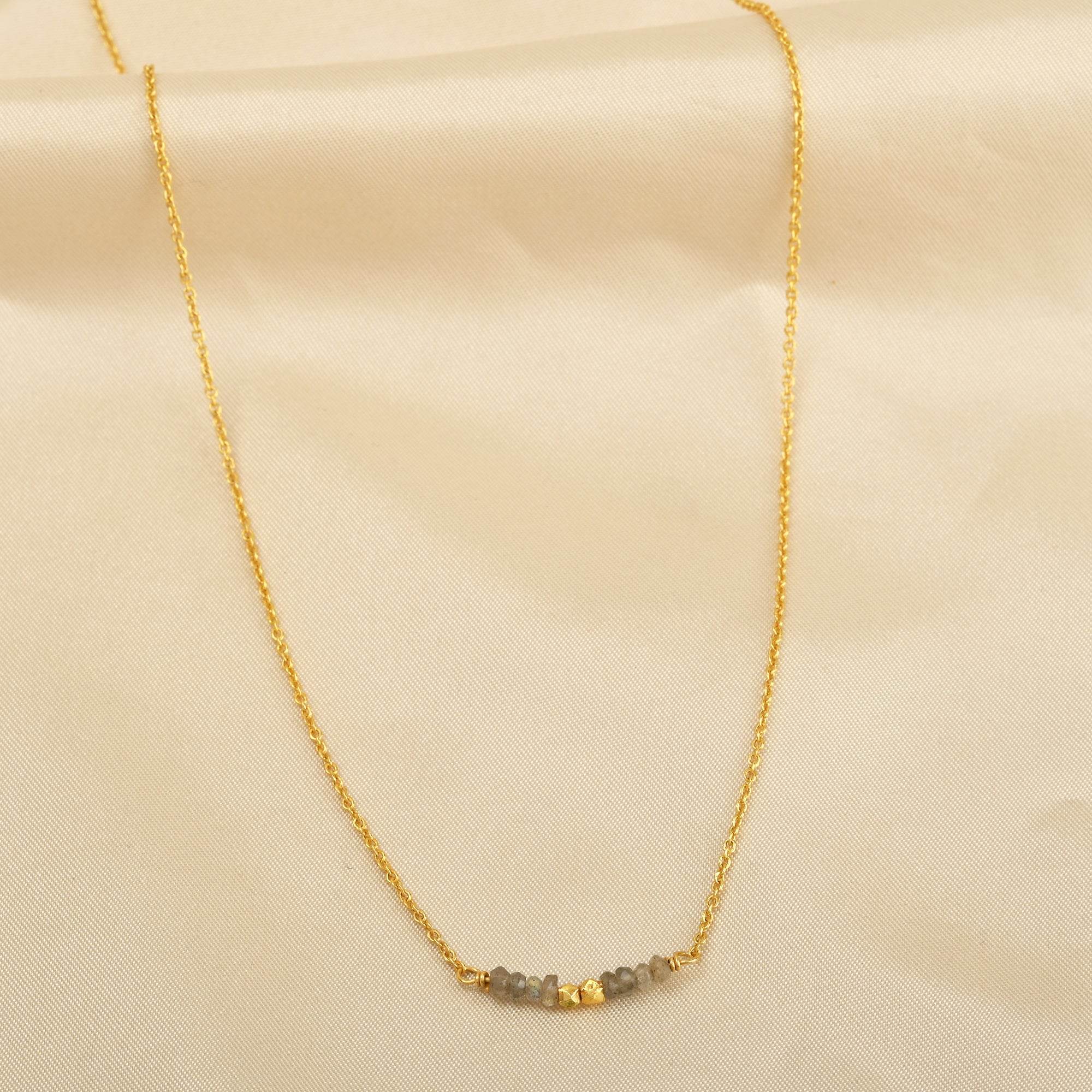Amazonite and Labradorite Beads Bar Necklaces - La Vitá Jewels