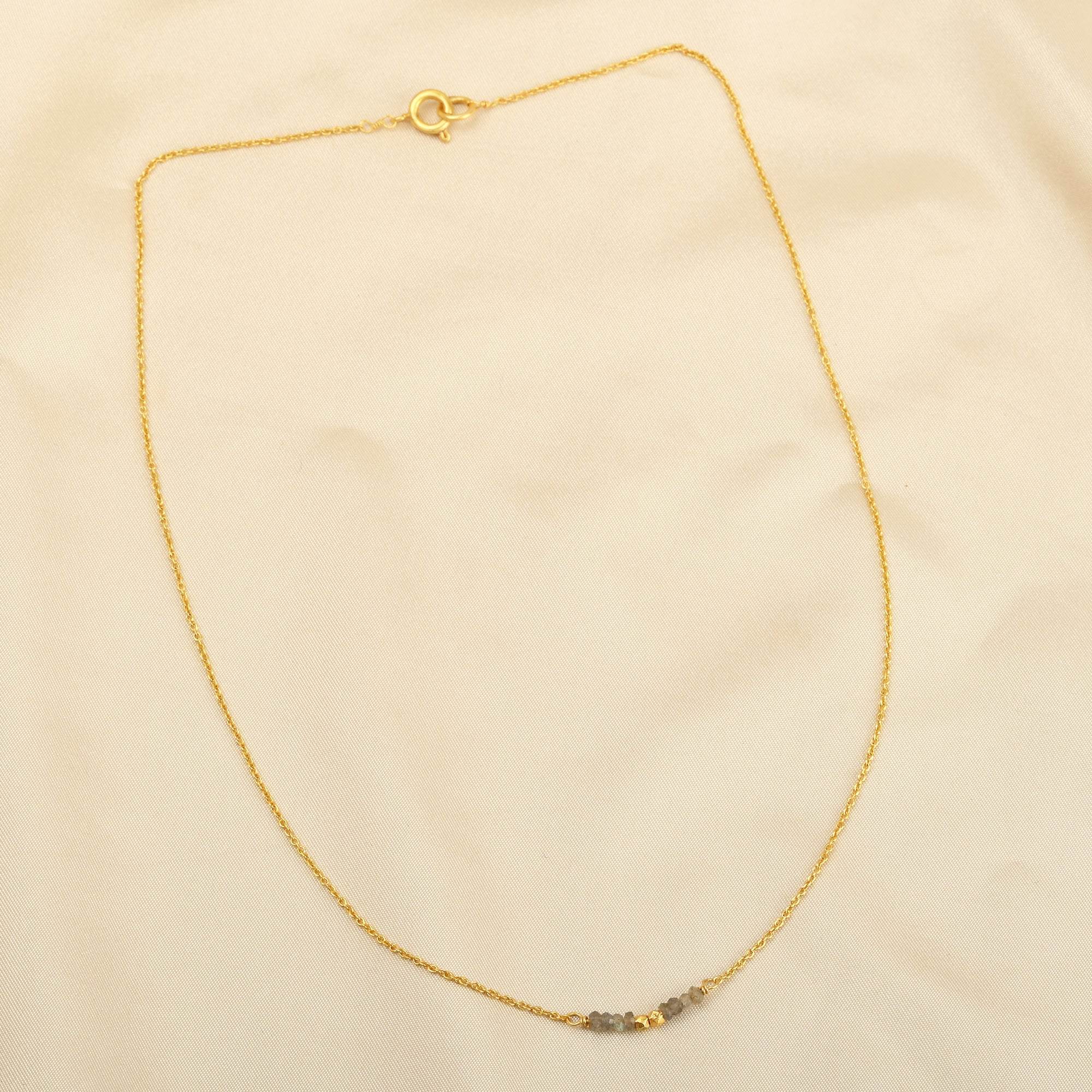 Amazonite and Labradorite Beads Bar Necklaces - La Vitá Jewels
