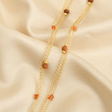 Wooden Beads with Carnelian Beads Necklace
